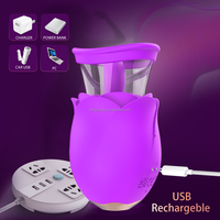 3-in-1 Rosen-Sexspielzeug Abnehmbarer Saugnapf Vibrator Leckende Zunge Brustwarzen-Stimulator für Frauen
