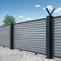 Panneaux de Jardin en Aluminium, Clôture WPC Modulaire avec Pièces Décoratives et Socle de Poteau
