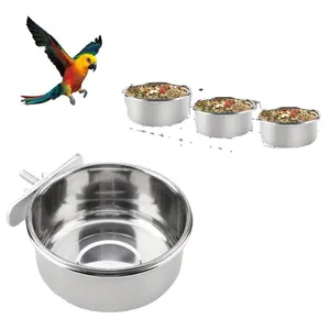 أكواب تقديم طعام للببغاء والطيور كؤوس بشراك كؤوس من الفولاذ المقاوم للصدأ معلقة من الجهة المُصنعة الهندية