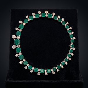 LAVINA Luxurious 925 Sterling Silver Rhodium Plated Fine Jewelry Set Unisex Premium Cut Emerald Green <b>Statement</b> <b>Necklace</b> - Product Image 2