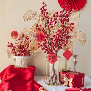 Flores Artificiales Mixtas de Seda de 40cm de Altura, Decoraciones Realistas de Año Nuevo para Sala de Estar y Bodas - Product Image 4