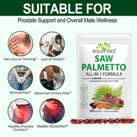 SOLOTREE Supplément naturel à base de plantes Saw Palmetto Extrait Capsules souples pour la repousse des cheveux Prostate masculine et santé urinaire