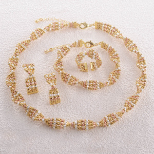 Kinnear – Nouvelle collection de bijoux en or véritable 22 carats, <span class=keywords><strong>ensemble</strong></span> original de Dubaï, haute qualité, style africain et italien, tricolore, 4 pièces, collier ras <span class=keywords><strong>du</strong></span> cou pour femme - Product Image 1
