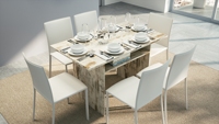 Ensemble de table à manger convertible en bois de luxe, style européen vintage, meubles de maison, pliable, 6 places, salle à manger