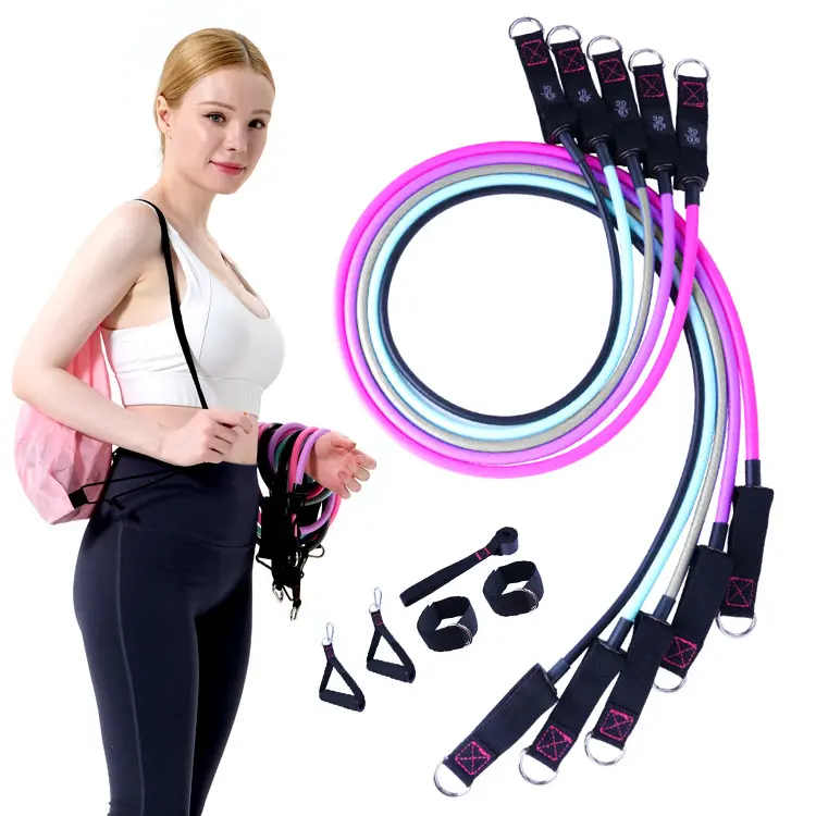 YETFUL Hot Sale Factory Fashion Workouts Strength Training Fitness Pull Rope Latex 11 Pcs Resistance Bands Set