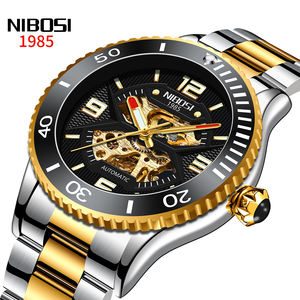 NIBOSI 2399 41 มม.เหล็กและสีทองสแตนเลสผู้ชาย Turbillion นาฬิกาอัตโนมัติ - Product Image 1