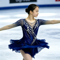 Robe de patinage artistique bleu marine, manches longues en maille, découpe circulaire au dos, ornée de strass, pour femmes et filles, compétition, spectacle sur glace