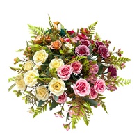 Bouquet de fleurs artificielles en tissu de soie, arrangement floral fait main, centre de table réutilisable, décoration de mariage
