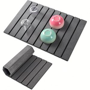 Super Absorbent Stone Folding <b>Bath</b> Sink Collapsible Large <b>Foldable</b> Stone Dish Drying Mat for Kitchen Counter Folding 24X16 Grey - Product Image 5