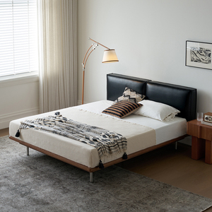 <span class=keywords><strong>Harper</strong></span>-Cama de matrimonio de cuero auténtico, cama doble suave minimalista, moderna, retro, antigua, para dormitorio principal, madera maciza - Product Image 5