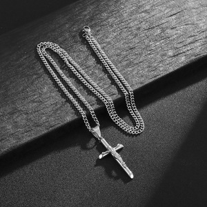 Stainless Steel <b>Cross</b> Pendant Necklace Unisex Punk Hip Hop Style Jewelry - Product Image 4