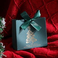 Petites boîtes cadeaux en papier de Noël avec motif d'arbre en feuille d'or, rubans, sacs cadeaux pour les fêtes, les mariages, les bonbons, les bijoux, l'emballage