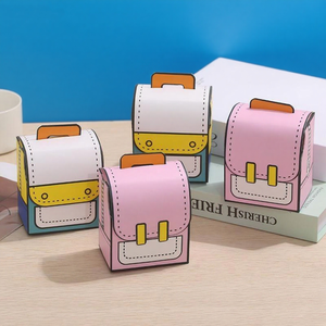 กระเป๋าเป้สะพายหลังขนาดเล็กกระเป๋านักเรียนรูปร่างกล่องกระดาษอบสำหรับ<span class=keywords><strong>เด็ก</strong></span>ของขวัญวันเกิด<span class=keywords><strong>ขนม</strong></span>บิสกิต - Product Image 2