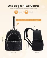 Sac à dos de tennis unisexe décontracté, imperméable en polyester, convient aux raquettes de 27 pouces, compartiment ventilé pour chaussures, poche pour articles mouillés, pickleball