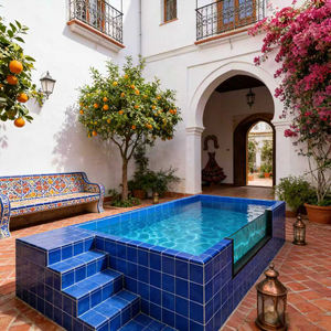 Piscine extérieure de luxe avec bord infini et foyer intégré - Product Image 4