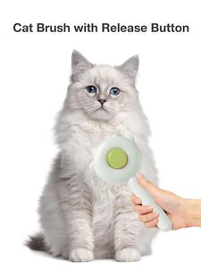 Self-Cleaning Pet <b>Massage</b> Pet <b>Cat</b> Brush Curved <b>Massage</b> Needles Pet Brush with a Release Button - Product Image 2