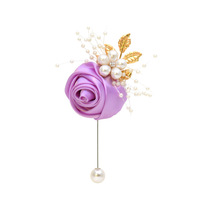 Broche de Corsage Fleur de Soie Moderne Décoratif Roses Artificielles Garçons d'Honneur Poignet Boutonnière Mariage