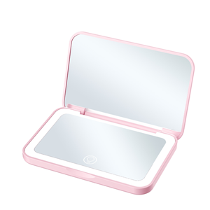 Portable Mini <b>LED</b> Cosmetic Mirror <b>Square</b> HD Magnification Three-Color <b>Light</b> Double Illuminated Foldable Desktop Mirror - Product Image 1