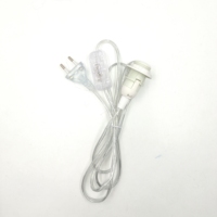 Câble d'alimentation pour lampe LED 2 fils 0,75 mm, transparent, avec interrupteur, rallonge 1,8 m, prise EU/US, type de douille E27, style à vis, en plastique