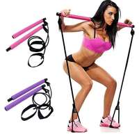 Kit de barre de yoga et de Pilates avec bandes de résistance, kit d'étirement pour la maison, bâton d'exercice pour le corps entier, barre de tonification, barre d'exercice
