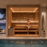 Sauna intérieur classique pour 4-5 personnes, en cèdre rouge, avec poêle finlandaise traditionnelle, chauffage à pierres, salle de vapeur sèche, appareil de spa à domicile