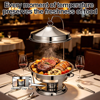 4,5L Luxe Gouden RVS Chafing Dish Buffet Warmhouder Ronde Catering Warmhouder met Brandstofhouder voor Hotel Restaurant