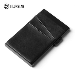 TILONSTAR TG304 Portefeuille pop-up mince en cuir Nappa avec logo personnalisé et blocage RFID Porte-cartes en aluminium pour hommes - Product Image 5