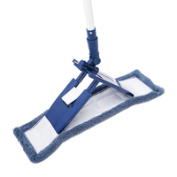 BOOMJOY Serpillère plate pliable professionnelle en microfibre pour nettoyage à sec et humide, avec manche télescopique et tête pivotante pour sols en bois dur, marbre, carrelage et stratifié