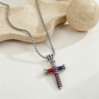 Collier en acier inoxydable NIMAI avec cordon enroulé, pendentif croix coloré vintage, collier pour homme, bijoux de mode en gros