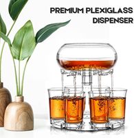 Distributeur de liqueur avec 6 verres à boire pour les types de fêtes, distributeur de verre à liqueur réglable et support en qualité alimentaire