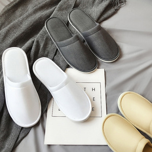 Pantoufles d'hôtel à semelle EVA de qualité supérieure en gris et blanc-Pantoufle <span class=keywords><strong>jetable</strong></span> en coton épais OEM et ODM - Product Image 2