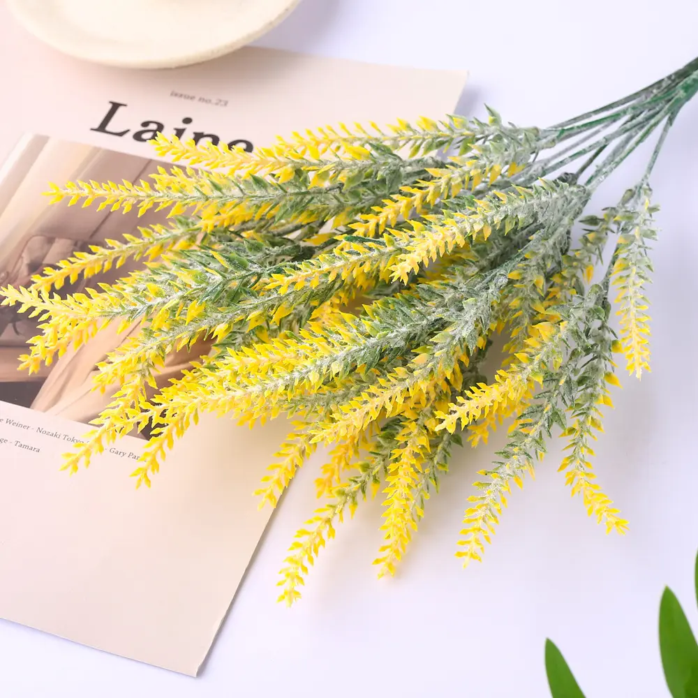 Kunstbloemen Gevlokt Plastic Lavendelbundel Nep Planten Bruiloft Hoofdstel Boeket Indoor Outdoor Huis Keuken Kantoortafel