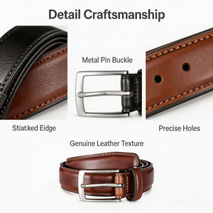 Cinturón de Cuero Vintage con Hebilla de Aleación de Zinc de Alta Calidad para Hombre, Duradero para Negocios, Oficina, Uso Diario Informal Masculino - Product Image 2