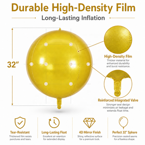 32 pollici grande 4D Mylar forma rotonda <span class=keywords><strong>oro</strong></span> metallizzato argento <span class=keywords><strong>oro</strong></span> rosa e gradiente colore elio 32 pollici lamina palloncino - Product Image 4