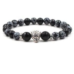 Bracelet <span class=keywords><strong>de</strong></span> Yoga en pierre naturelle, léopard, tête <span class=keywords><strong>de</strong></span> Lion, hibou, château, breloque avec patte, perles <span class=keywords><strong>de</strong></span> tressage réglables, 8MM, 1 pièce - Product Image 5