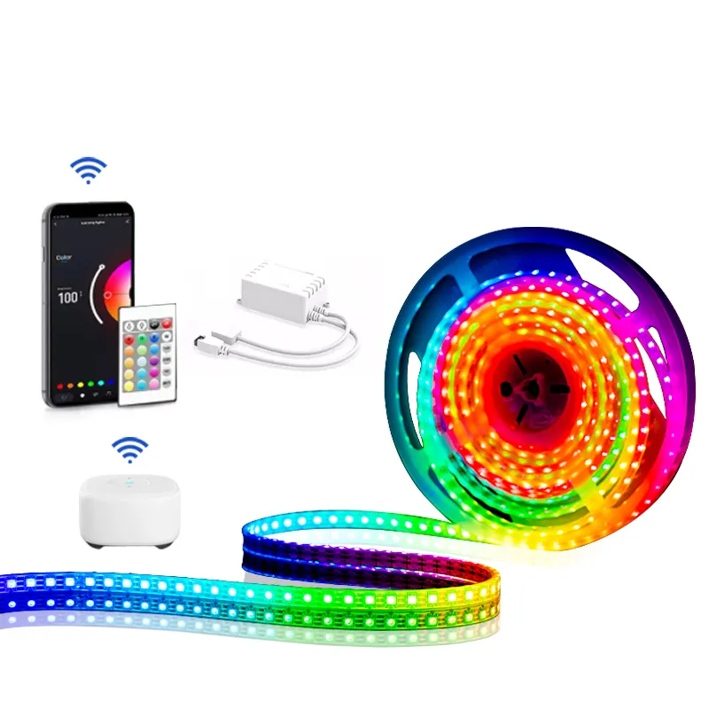 Adresable Smart RGB Led Strip Fixture Set Smart Led Strip Light con Bluetooth