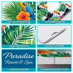 Porta Tarjetas de Hotel con Estampado Floral Tropical a Todo Color, Funda para Tarjetas de Habitación de Resort, Logotipo Personalizado, Suministros para Vacaciones en la Playa, Venta al Por Mayor - Product Image 4