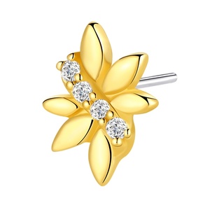 Histoires de piercing or massif 14 carats en forme de fleur broche en acier sans fil avec bijoux de piercing corporel en CZ - Product Image 5