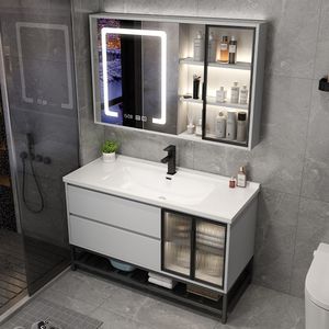 New smart washbasin integrated basin bathroom washbasin cabinet combination solid wood bathroom cabinet - Product Image 1