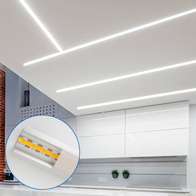 Embedded Wall Mount LED Aluminum LED Light Strip Channel Profile COB Strip Light for Bedroom Kitchen Living Room