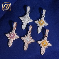 CHOYUE 10K 14K Or véritable, Bijoux fins, Diamant de laboratoire, Bijoux Hip Hop, Pendentif Hip Hop Iced Out, Pendentif Croix Buss Down
