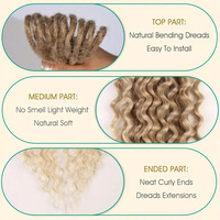 Estensione dei capelli in fibra sintetica da 24 pollici 10-Strand 0.6cm doppio Dreadlock riccio con treccia diritta stile a onde treccia Crochet