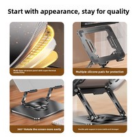 YKD L25-C 360 Derece Dönebilen Çok Fonksiyonlu Tablet PC Standı Karbon Çelik Metal Masaüstü Yükseltici Soğutuculu Bilgisayar Masası