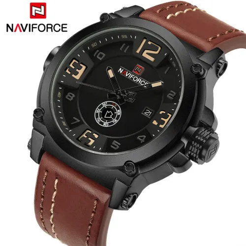 NAVIFORCE 9099 Custom brand men quartz wristwatches arabic analog fashion leather naviforce wristwatch men
