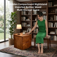 Table de chevet intelligente en bois avec compartiment caché, 4 tiroirs, serrure mécanique à carte NFC pour chambre et salle à manger