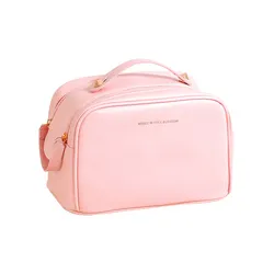 Big opening pu Cosmetic Bag Multifunctional Storage Bag PU Leather Makeup Bag