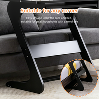 Espaciosa Mesa Auxiliar de Bambú en Forma de Z con Tablero Ahorrador de Espacio para Muebles de Sala de Estar