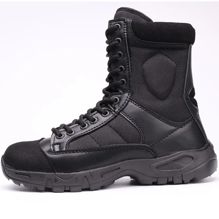 High Quality Cowhide Leather Jungle Black Leather Desert Tactical Combat Boots For Men Shoes