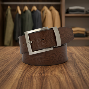 Custom Cow Hide Genuine Leather Party Solid Men's Belt Steel Square Pin Waterproof Heavy-Duty Eco-Friendly Durable 3.8cm Width - Product Image 1