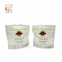 Sachet en aluminium alimentaire à fond plat avec fenêtre et fermeture éclair pour emballage de thé, caractéristique de sécurité pour lait et aliments pour animaux de compagnie